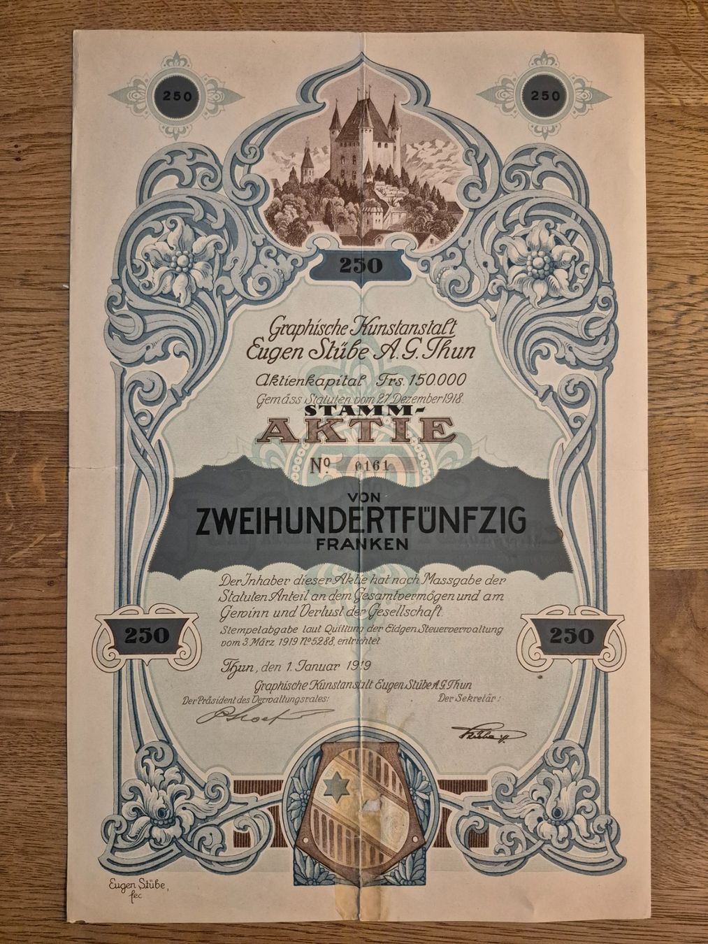 Documenti: Eugen Stübe AG Thun - Graphische Kunstanstalt – Usato da Balsthal venduto da Palcivalle