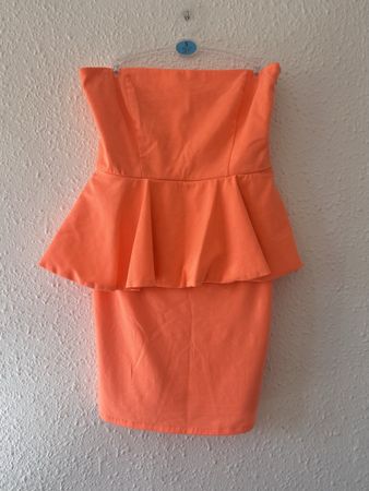 Robe puplum, corail flashy, Stradivarius, taille S