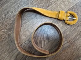 Mustard yellow leather belt 95cm