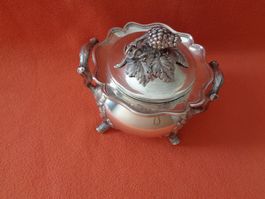 Antike Silber Zuckerdose verziert m. Traubenmotiv Jugendstil