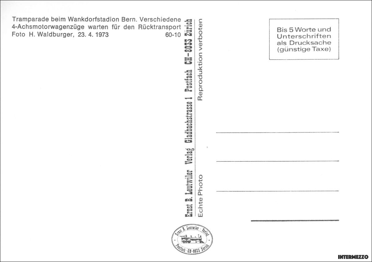 Cartoline postali: Bern // Trams Tramparade Wankdorfstadion 1973 – Usato da Basel venduto da intermezzo12 1