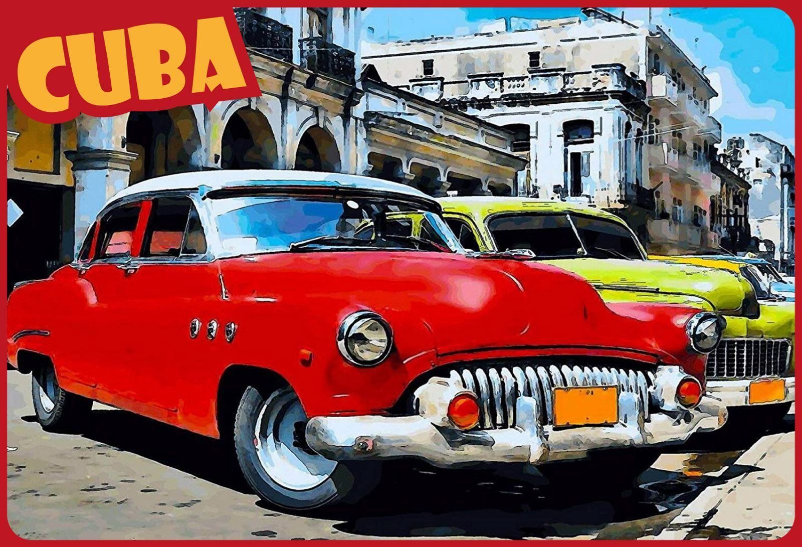 Insegne: Blechschild-CUBA-ROT UND GELBES AUTO – Nuovo e nell'imballaggio originale da Rupperswil venduto da big-one-sale