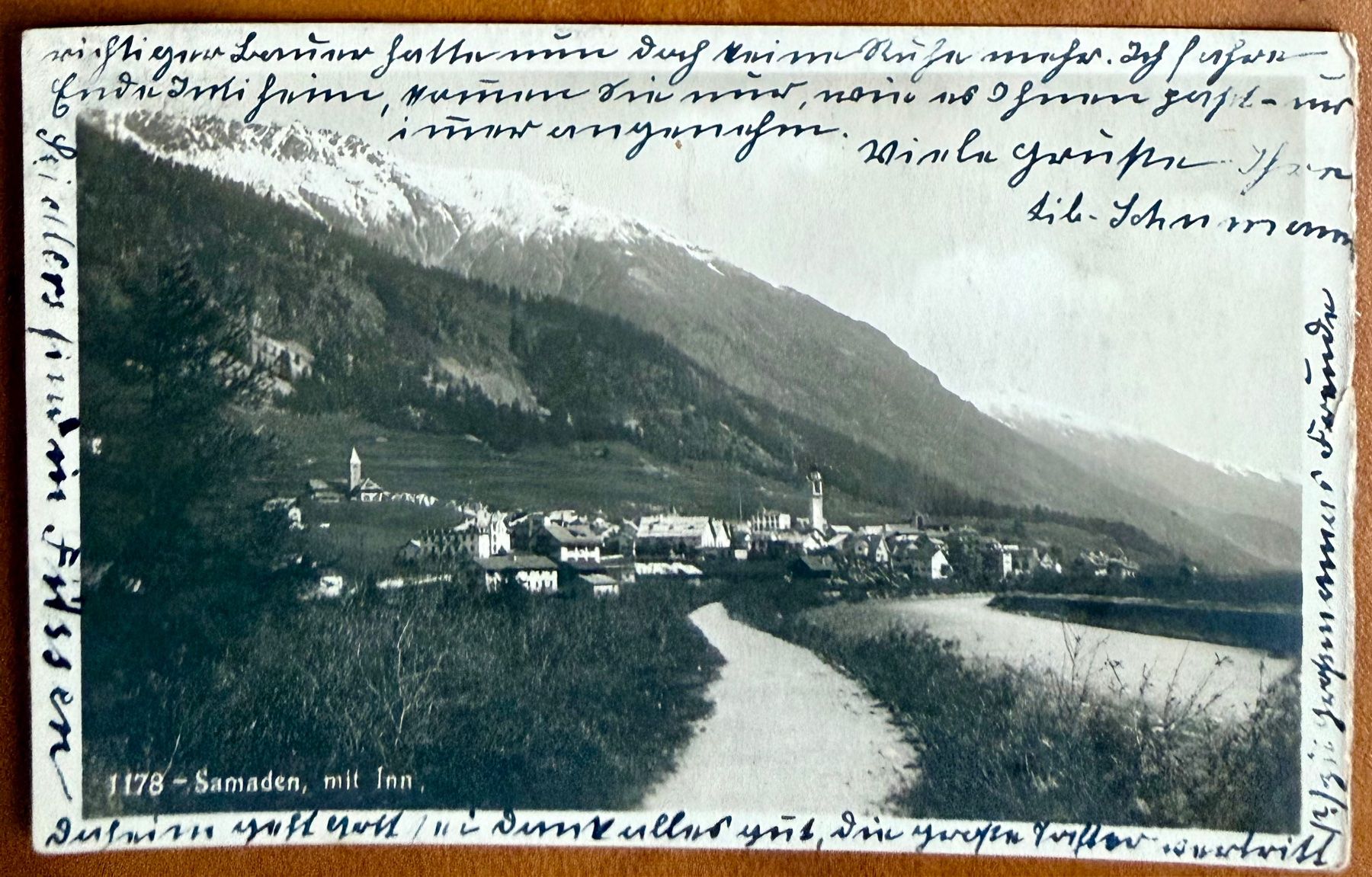 Cartoline postali: Samaden mit Inn - Panorama 1927 – Usato da Lutry venduto da Ediego