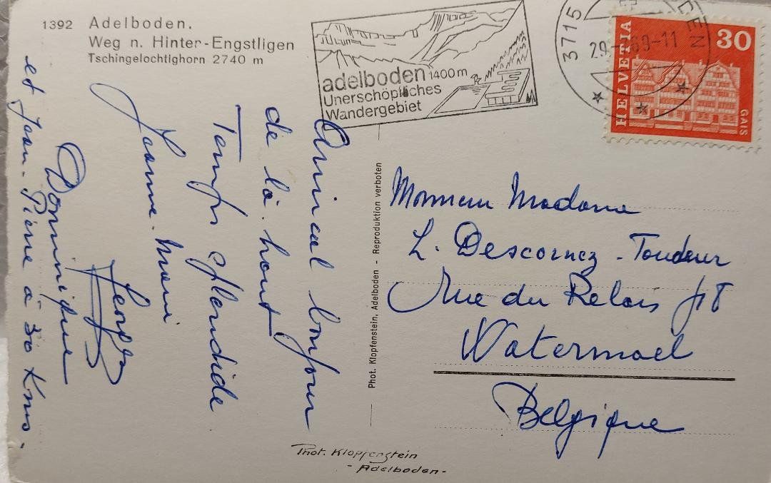 Cartoline postali: ADELBODEN  -  Weg n. Hinter-Engstligen  -  1969 – Usato da Delémont venduto da Domdom1 1