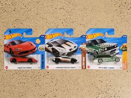 3 Hot Wheels Autos, Ferrari Lamborghini BMW neu in OVP