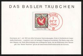 1845 Basler Taube Faksimile mit Prägedruck