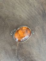 Antike Brosche, Silber Fassung, schöner Herbstschmuck