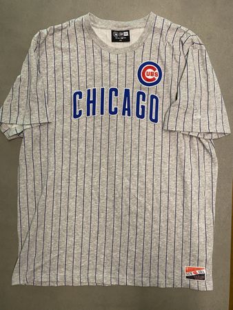 Chicago Cubs 🇺🇸 New Era MLB T-Shirt Pinstripe Grau XXL