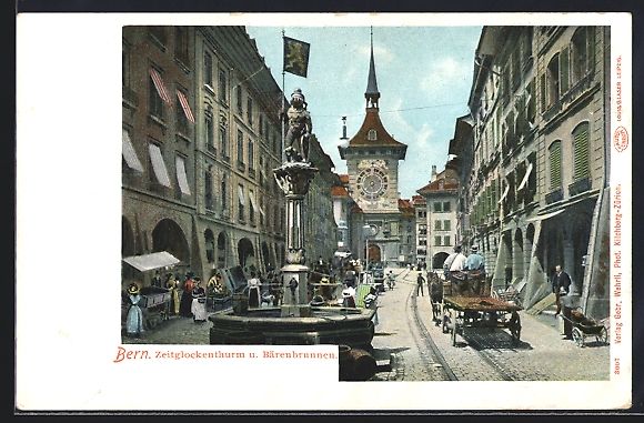 Cartoline postali: Bern, Zeitglockenturm und Bärenbrunnen – Usato da Berlin venduto da bartko-reher