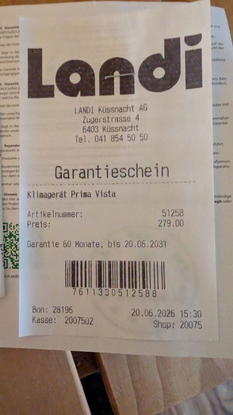 Condizionatori: Fast neues Klimagerät Prima Vista – Nuovo (secondo la descrizione) da Luzern venduto da Logi2458 1