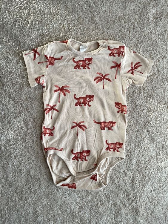 H M Baby Body kurzarm beige cremeweiss Tiger 98 Acheter sur Ricardo