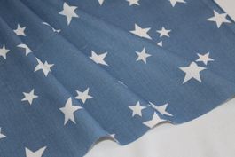 Stoff Baumwolle jeansblau/weiss Sterne