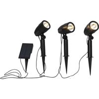 3er LED Solarlampe Gartenleuchte Solarstrahler warmweiss