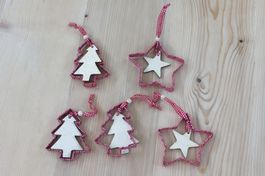 5 Weihnachtsschmuck, Christbaum-Schmuck, Tannenbaum, Sterne