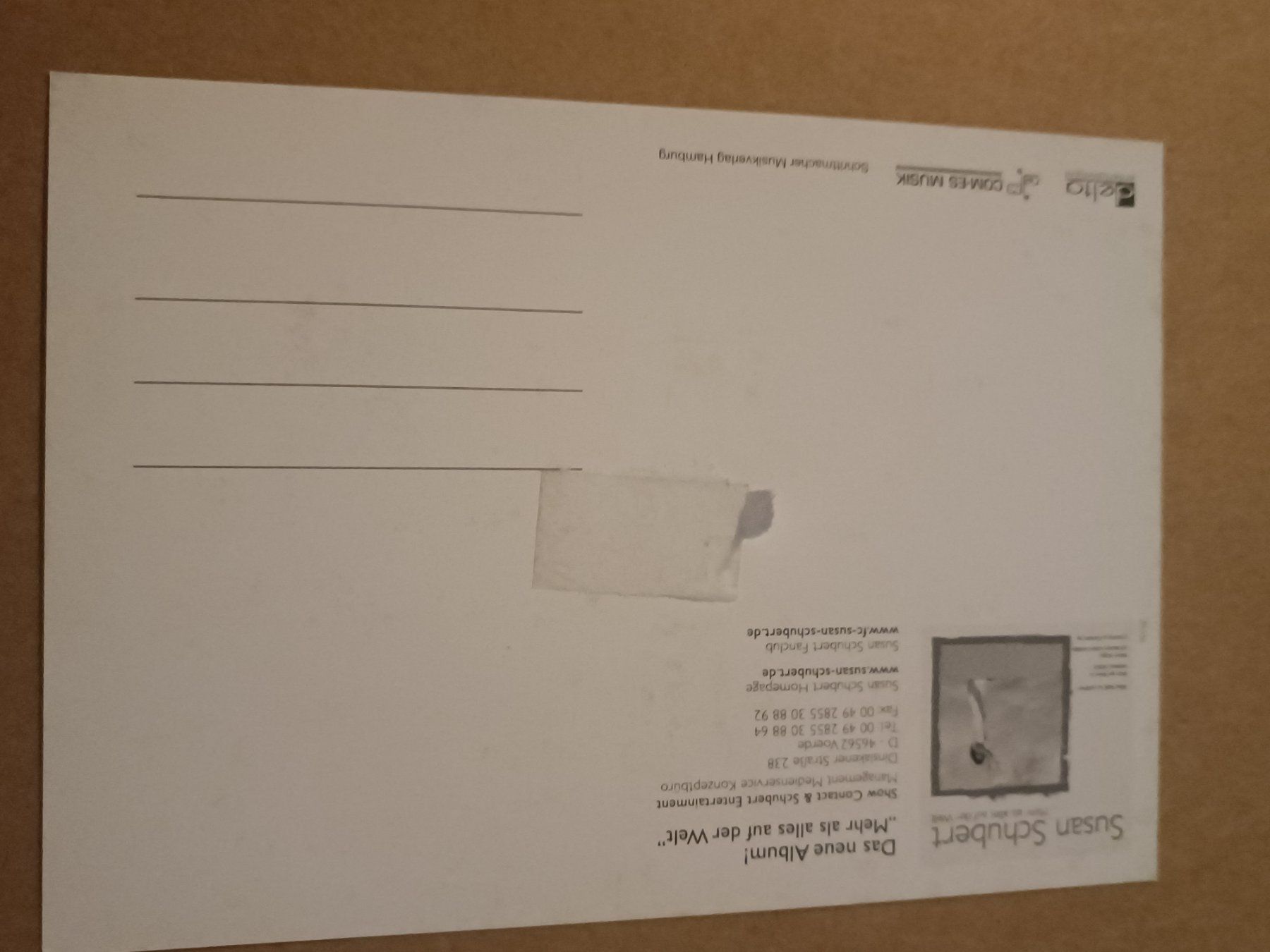 Autogramme: Susan Schubert - handsignierte Autogrammkarte – Gebraucht aus Menziken von Artographs 1