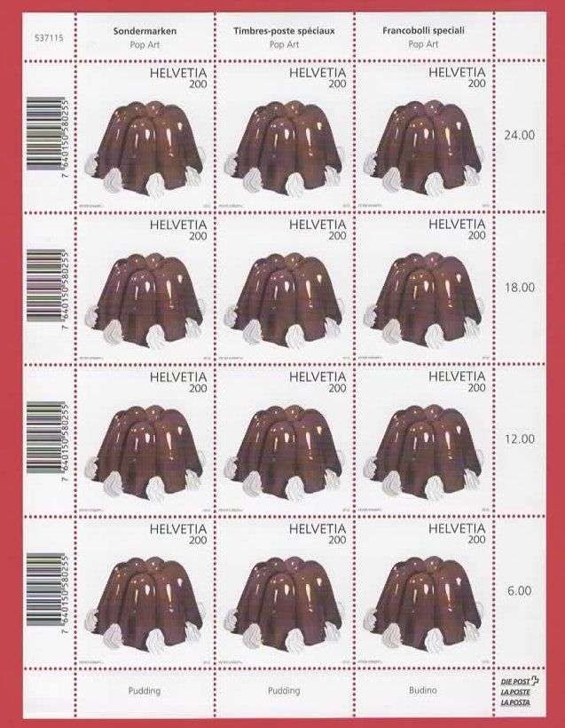 Alle Briefmarken: BOGEN** 2012  : PUDDING Pop Art Peter Stämpfli  (C – Neu (gemäss Beschreibung) aus Ruggell von Masescha