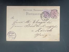 Postkarte Reichspost 1884 nach CH    (V892)