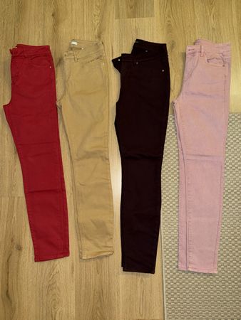 Damen Jeans 4er Pack Rot Beige Dunkelrot Rosa Grösse 36