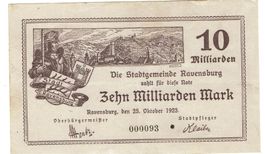 Ravensburg 10 Mrd.Mark 25.10.1923 VZ+-VZ++