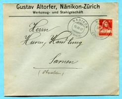Brief von Nänikon nach Sarnen 1917 - Abs: Gustav Altorfer