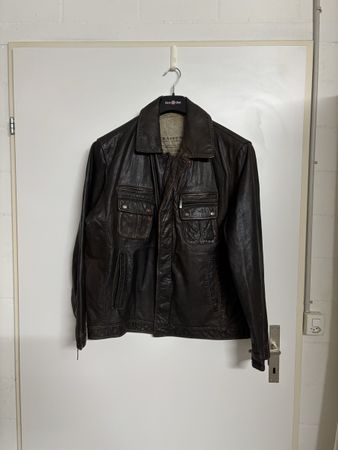 Herren Lederjacke Trapper dunkellbraun Grösse M guter Zusta