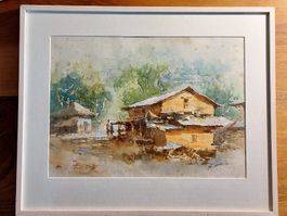 Original-Aquarell von D. Ram Bahadur Khadka, born 1968