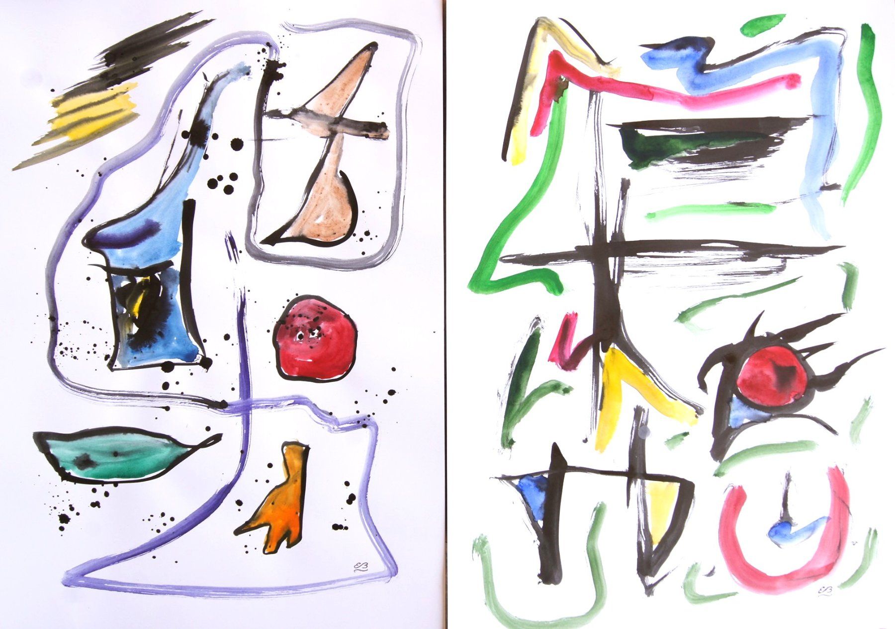 Dipinti: Serie 100 Zeichnungen, abstrakt, A3 Format – Usato da Fribourg venduto da erw_68dx