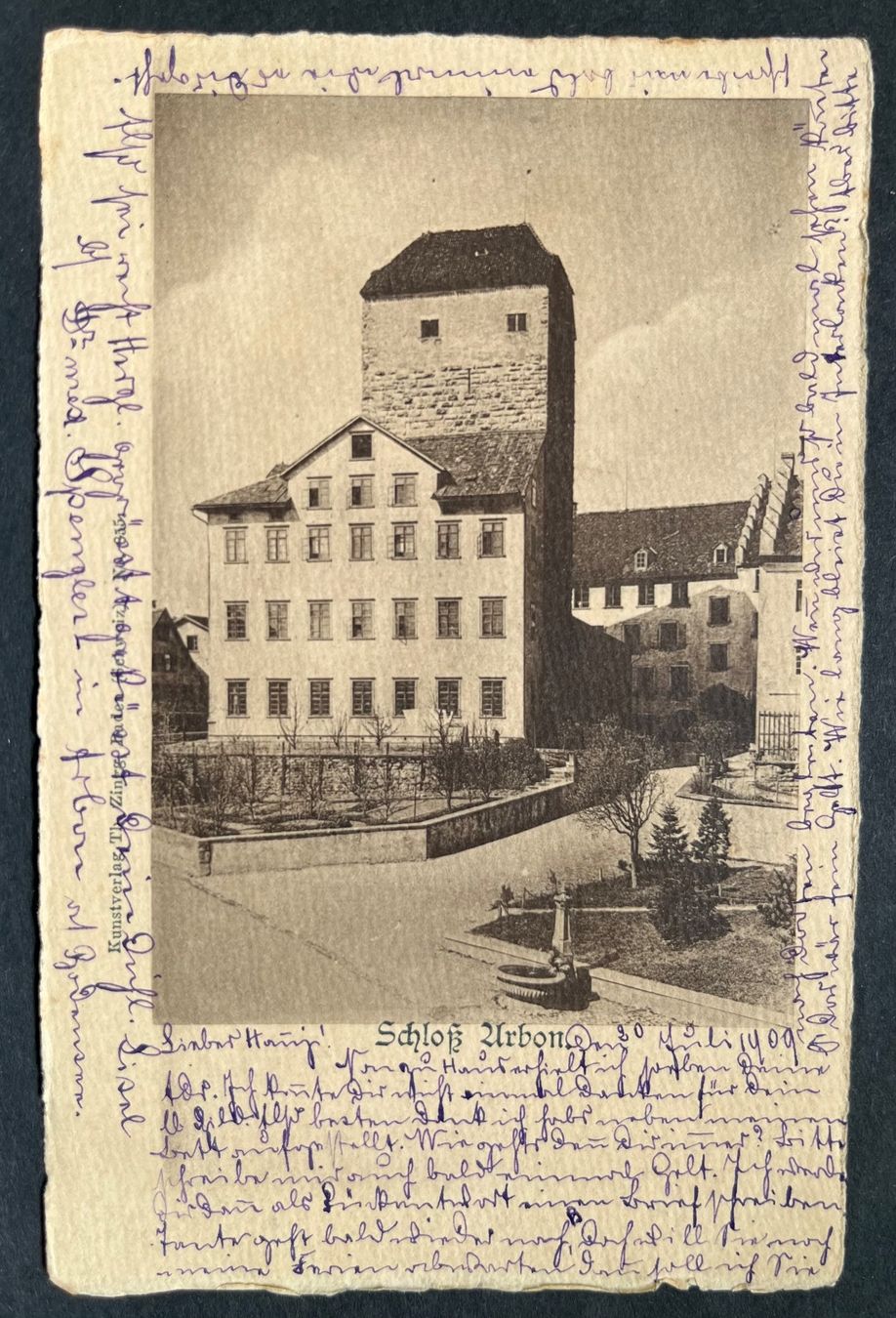Cartoline postali: Schloss Arbon (Bodensee) 1909 – Usato da Wabern venduto da DaxKarten-75