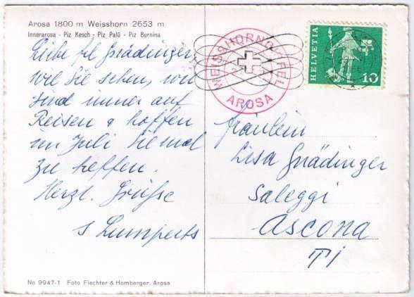 Cartoline postali: Arosa - Luftseilbahn Weisshorn – Usato da Binningen venduto da Mountainrider 1