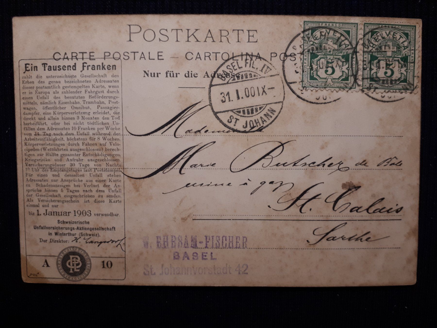 Ansichtskarten: BASEL 1900 – Gebraucht aus Ponto Valentino von giorgia06 1
