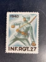 Schweiz 1940 Soldatenmarke Inf.Rgt.27 mit Falz gelbgrün