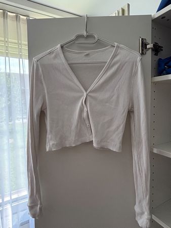 Cardigan Weiss Grösse XS-M gerippt 