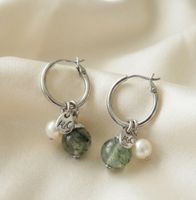 Design Creolen mit Prehnit und echte Perlen - A&C neu