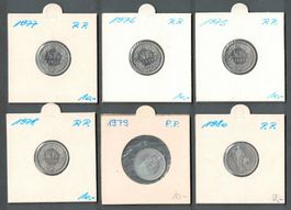 6x 50 Rappen 1975 - 1980 PP in Kartonrahmen