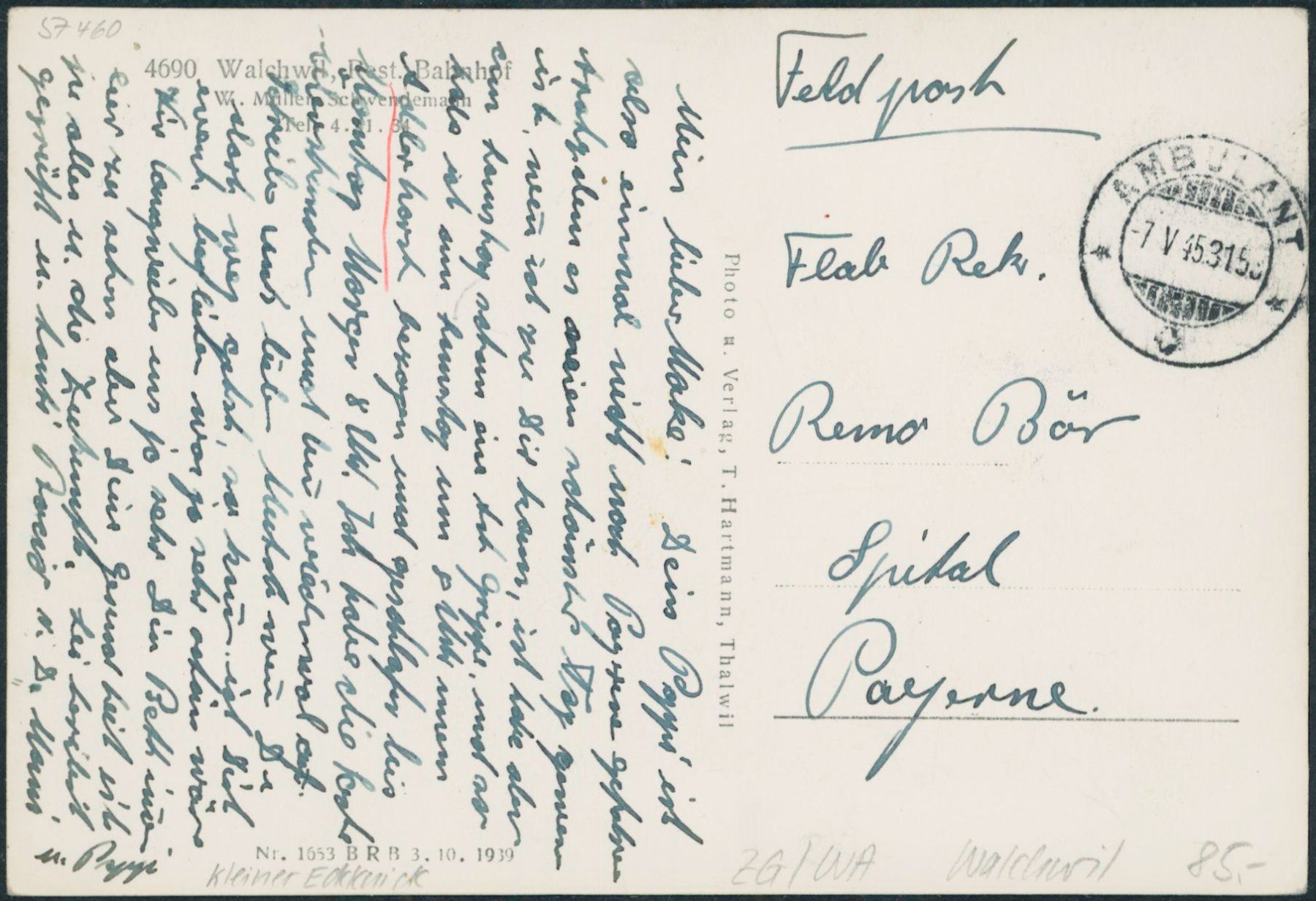 Cartoline postali: ZG Walchwil – Usato da Schindellegi venduto da stationary 1