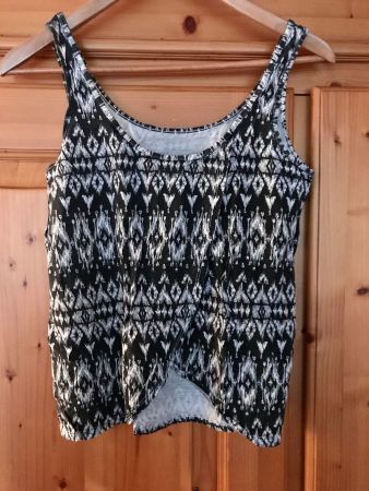 DAMEN TOP SCHWARZ WEISS - GRÖSSE XS
