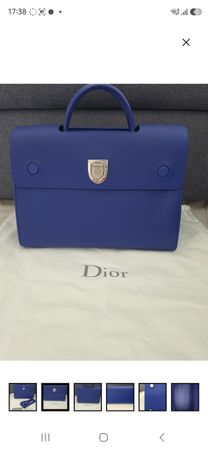 Sac à main Diorever bleu cuir avec bandoulière 