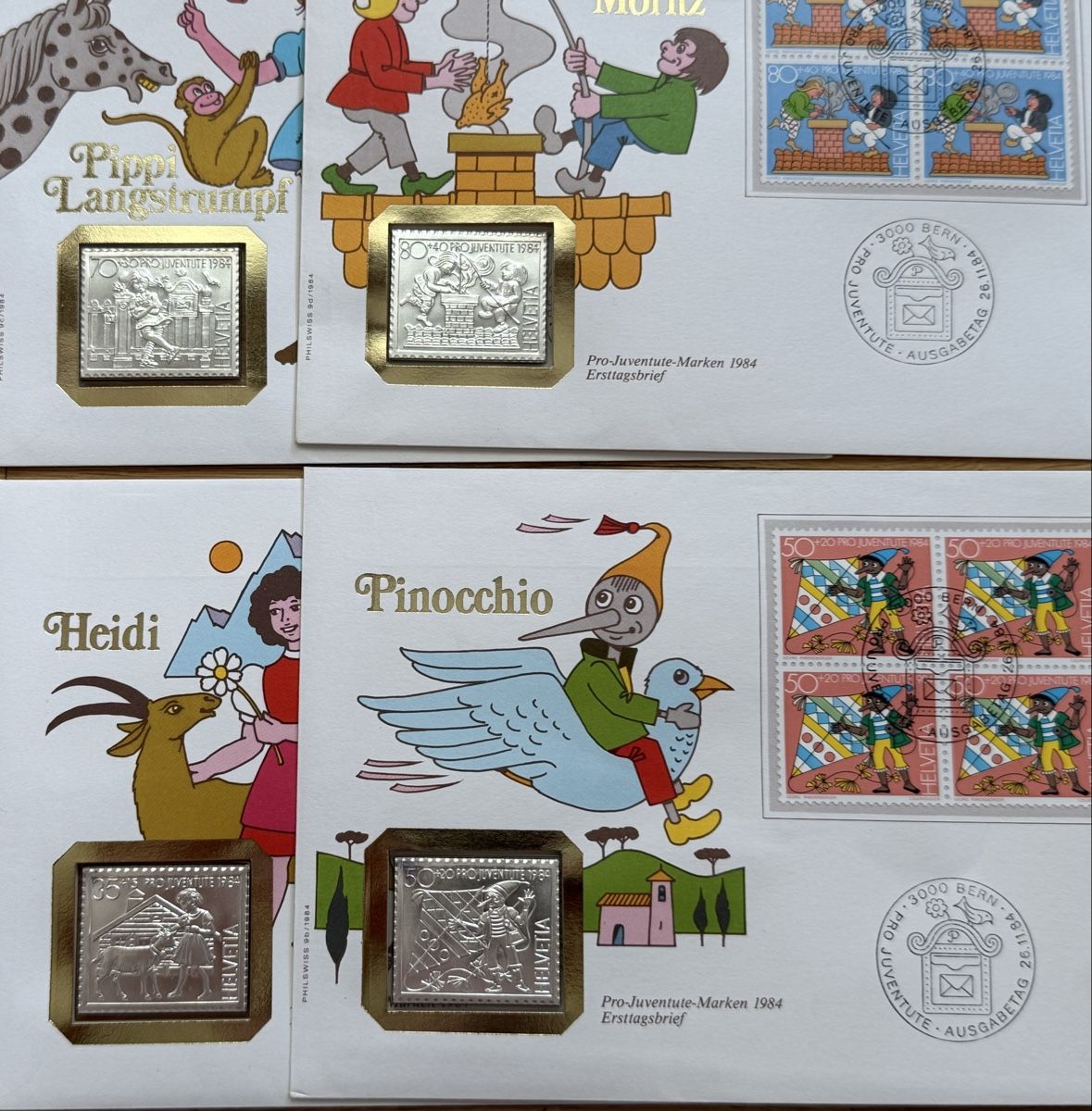 Metalli preziosi: Silberbarren - Briefmarken mit diversen Motiven  – Nuovo e nell'imballaggio originale da Zürich venduto da daki81 1