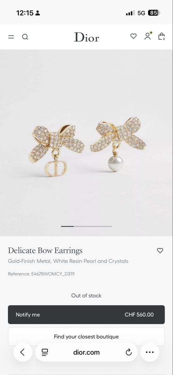 Boucles d'oreille: Dior Delicate Bow Earrings – Neuf (Voir description) à Luzern par sas_r89l 4