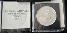 Silber 1 Unze Medaille 17.Int. Münzbörse 1988 Zürich