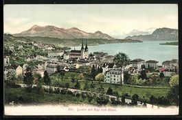 Luzern, Ortsansicht mit Rigi und Alpen