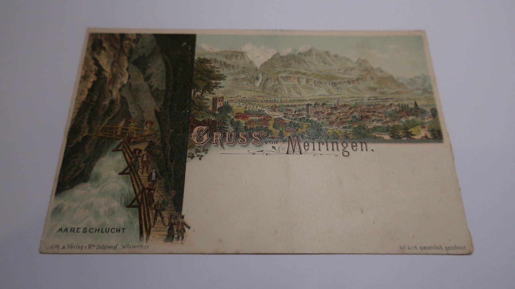 Cartoline postali: Gruss vom Meiringen. Aareschlucht – Usato da Cormoret venduto da Pascalll2001 1