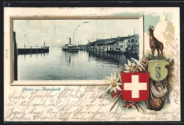Cartes postales: Passepartout-Lithographie Rorschach, Ort – D'occasion à Berlin par bartko-reher