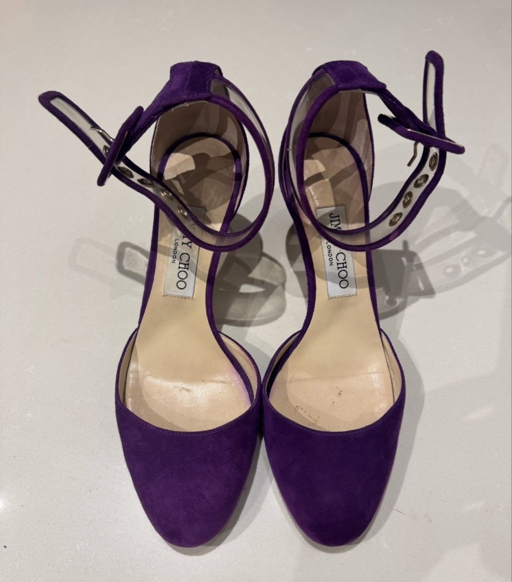Jimmy Choo Scarpe da donna: Jimmy Choo purple suede sandals – Usato da Paradiso venduto da Edith_store