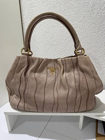 Prada Handtasche Cervo Leder Waves Beige Rosa Glitter