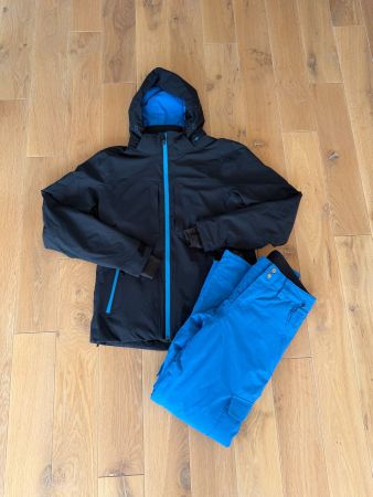 Skianzug Jacke und Hose blau schwarz S