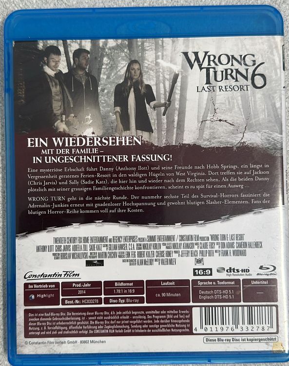 WRONG TURN 6 LAST RESORT UNRATED BLURAY Kaufen auf Ricardo