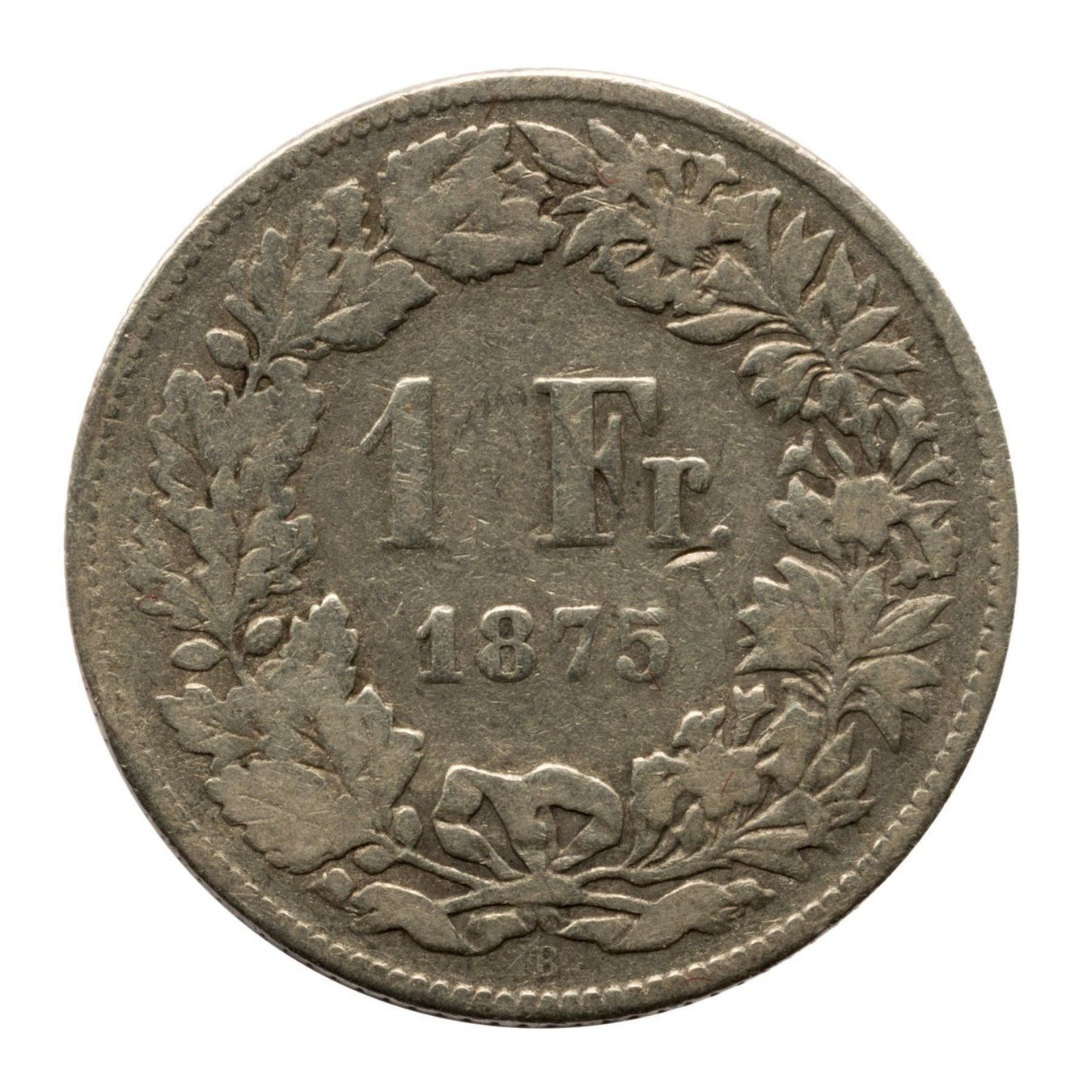 Tutti le monete: Schweiz - 1 Franken - 1875 - Silber – Usato da Rotkreuz venduto da Swiss-Coins