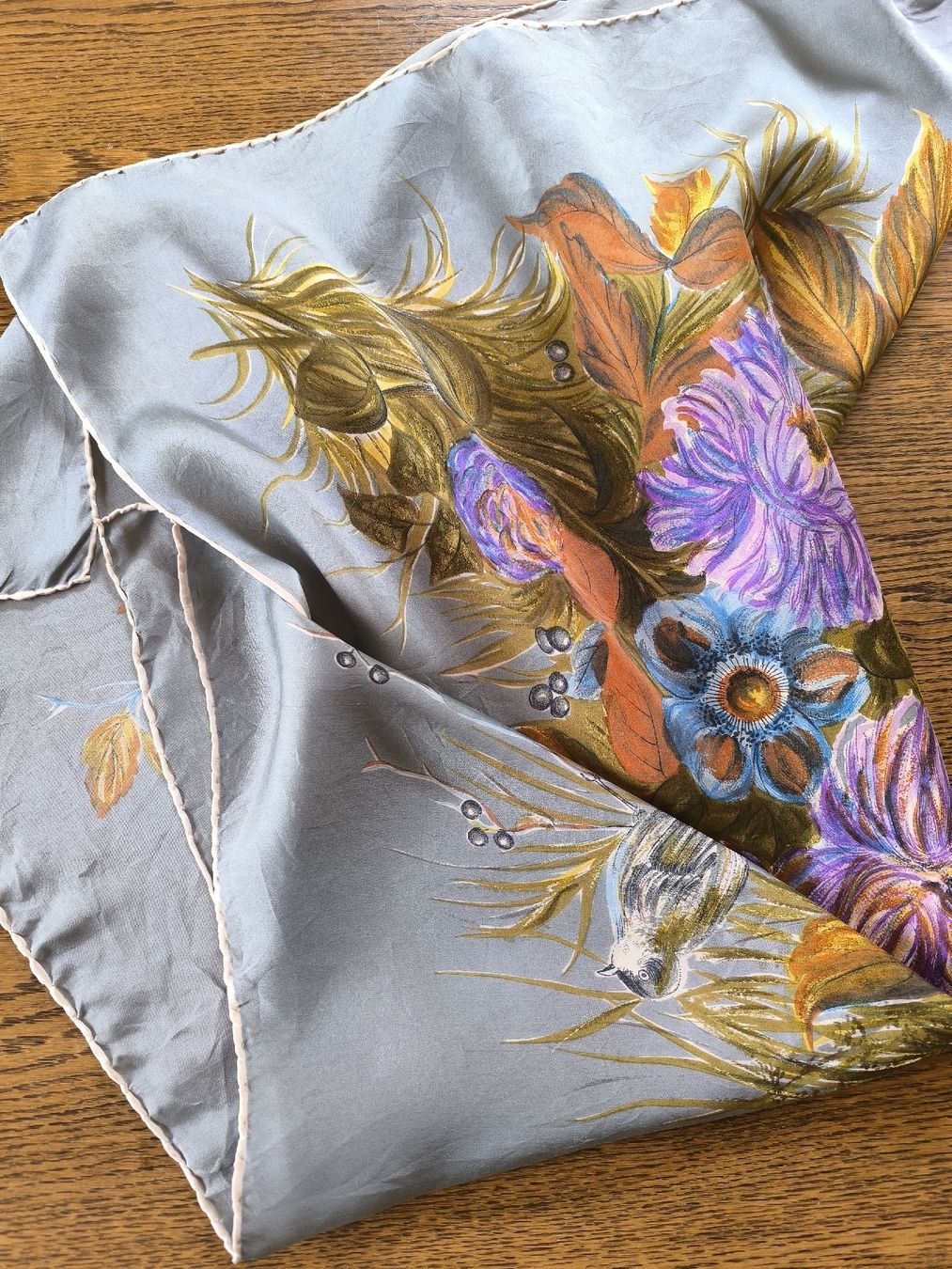 Foulard & Sciarpe: Vintage Seidentuch mit Vogel- und Blumenmuster – Usato da Schaffhausen venduto da gab_v5qf 3
