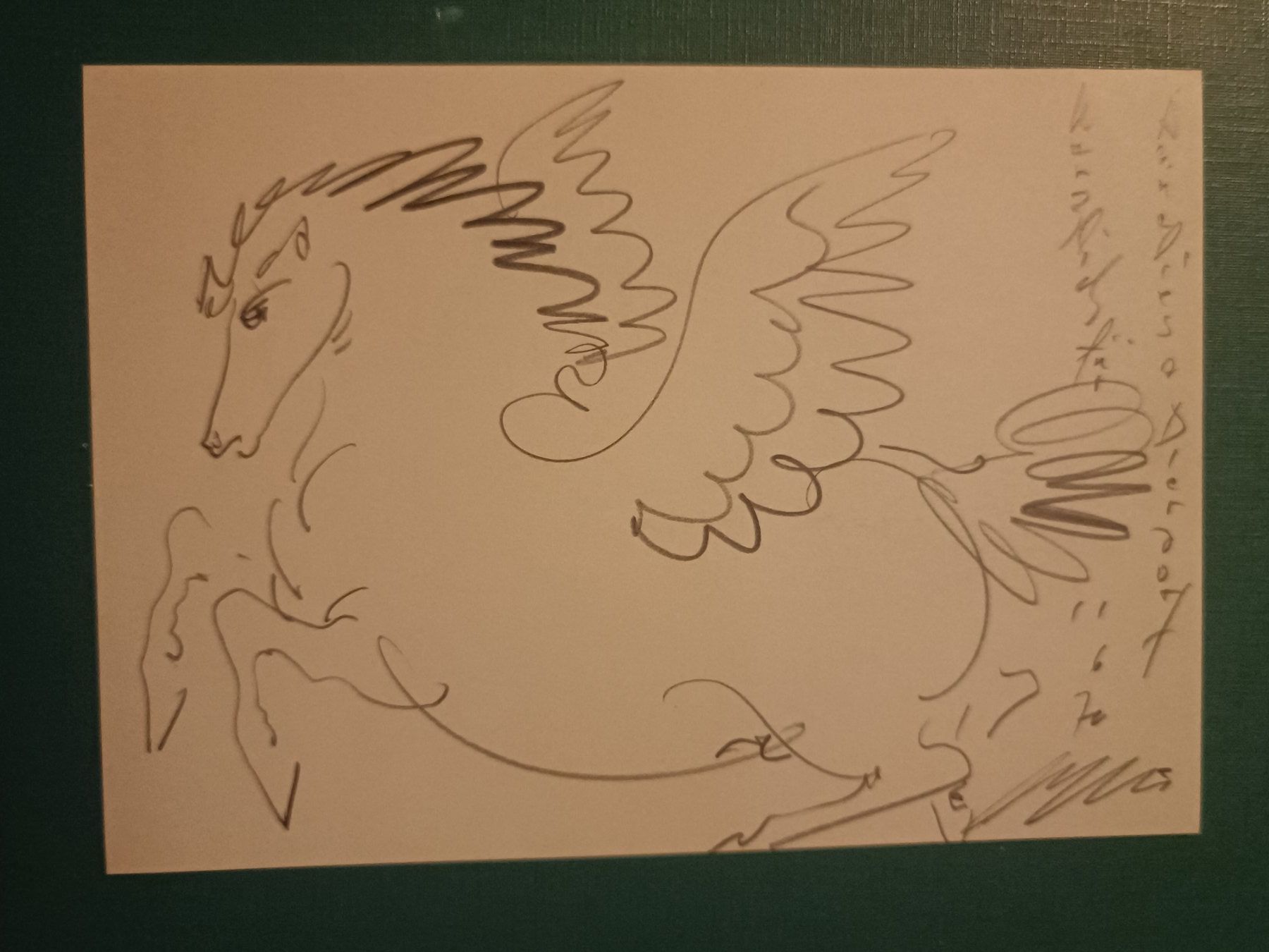 Autografi: Hans Erni - Kunst -  handsignierte Zeichnung - Pegasus – Usato da Menziken venduto da Artographs